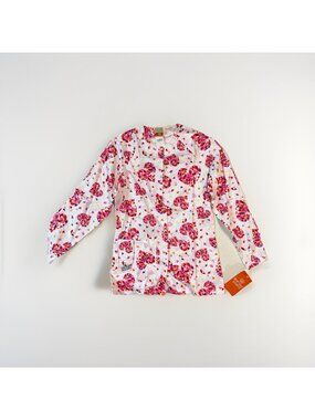 White Swan Snap Front Hearts Women's Long Sleeve Nurse Scrub Jacket-Hearts -XXS